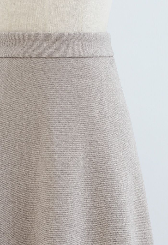 Falda midi básica con costuras de cintura alta en lino