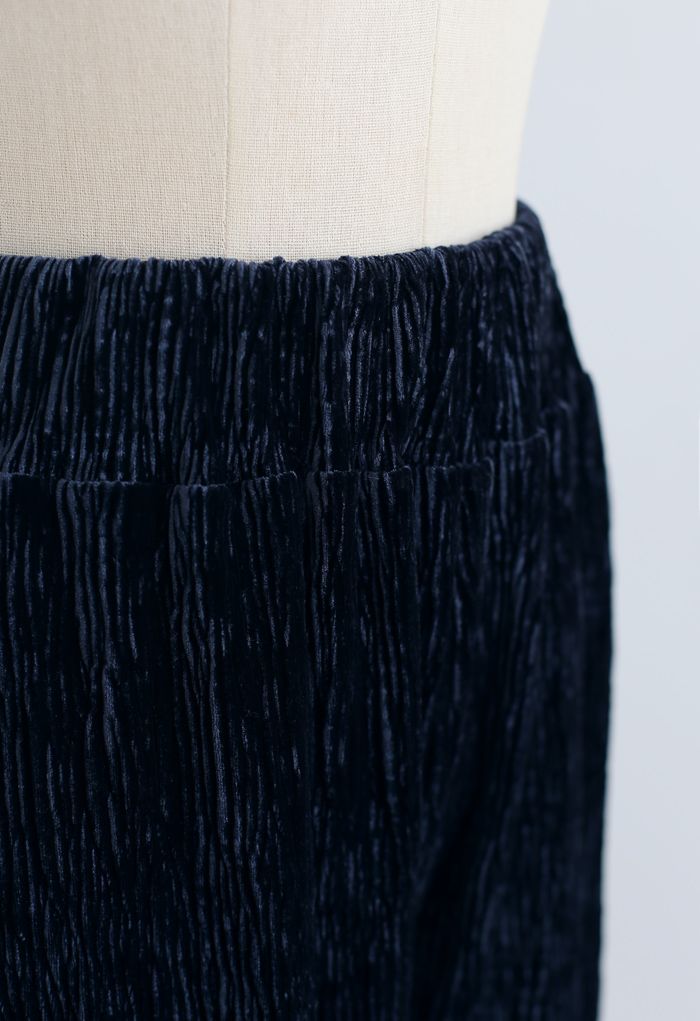 Pantalones anchos de terciopelo grabado en azul marino