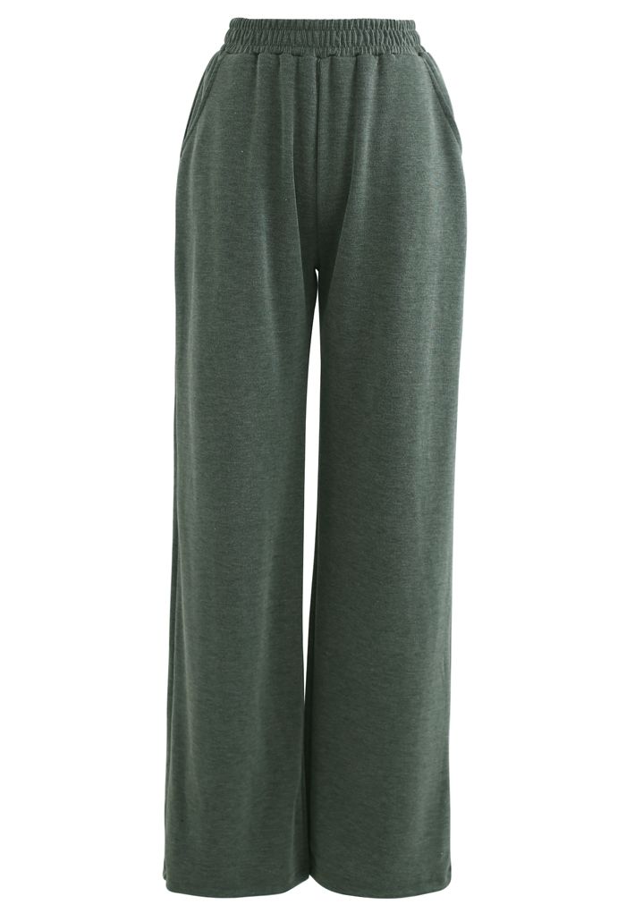Pantalones anchos con bolsillos holgados verde oliva