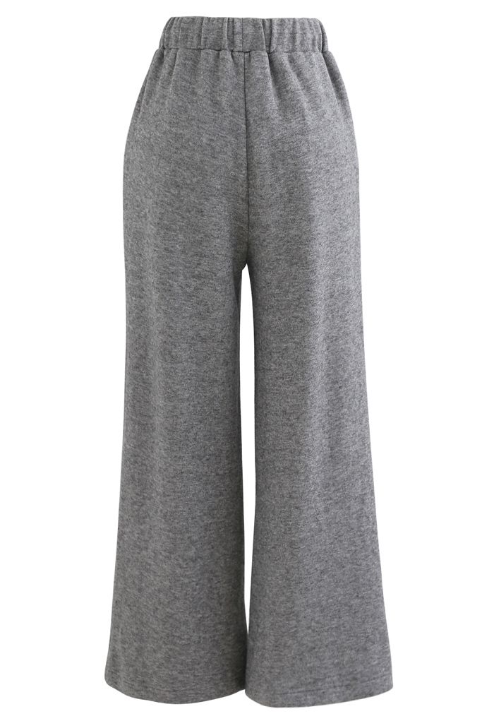 Pantalones de punto suave al tacto con cordón en gris
