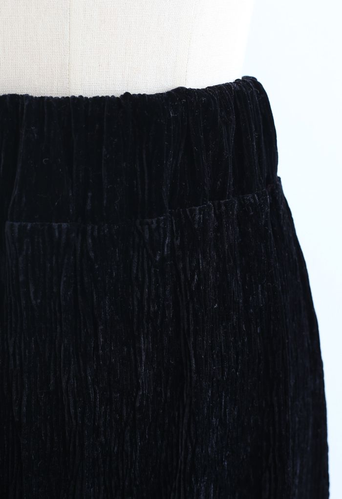 Pantalones anchos de terciopelo grabado en negro