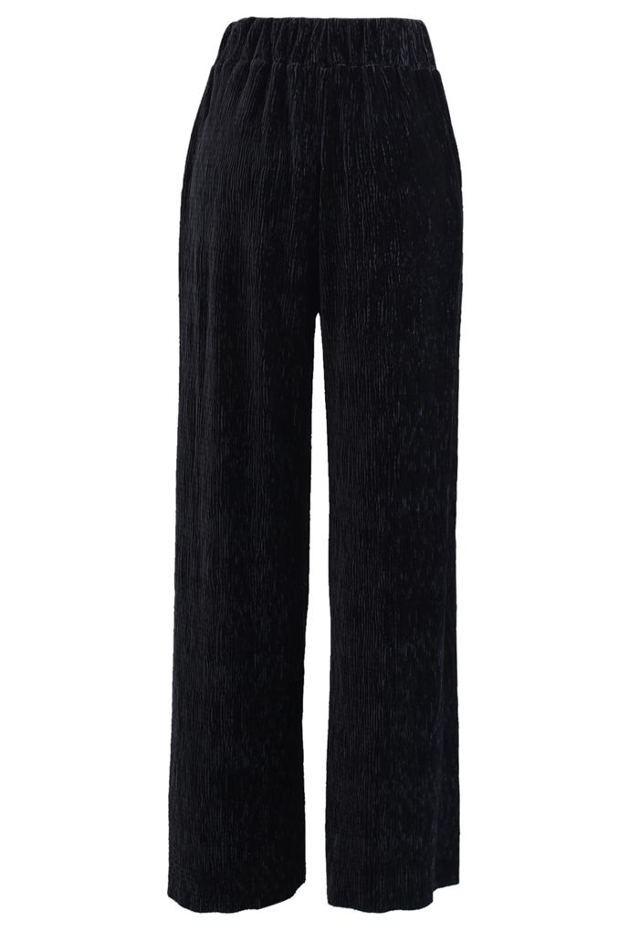 Pantalones anchos de terciopelo grabado en negro