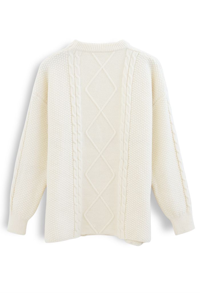 Jersey de ochos con textura en color crema