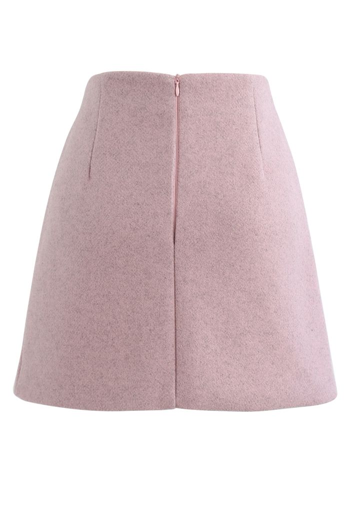 Minifalda con solapa y botones de mármol en rosa