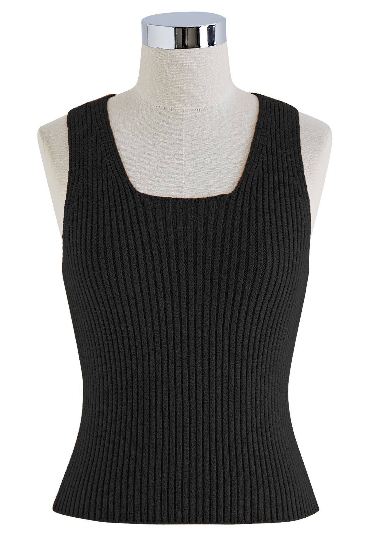 TOP TWINSET DE PUNTO ACANALADO CON CUELLO ALTO en negro