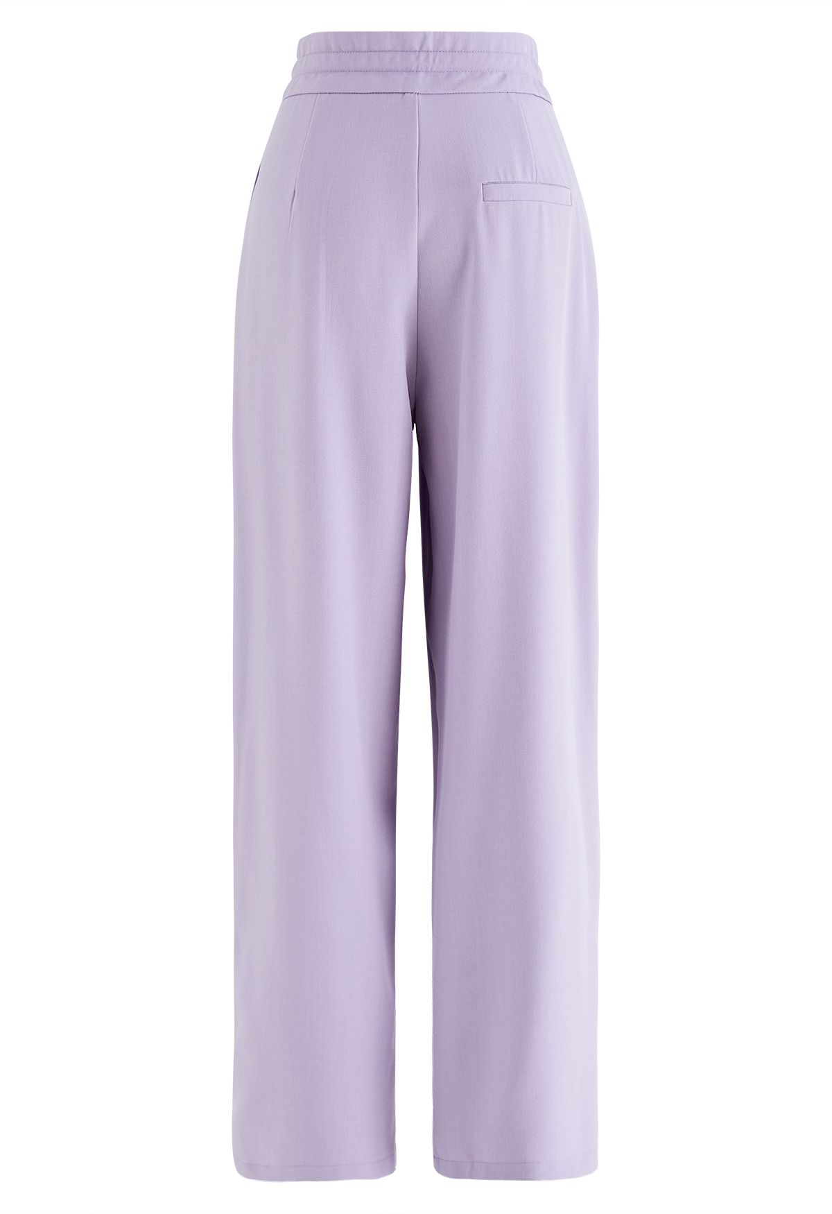 Pantalones de pernera ancha con cordón en la cintura con detalle plisado en lila