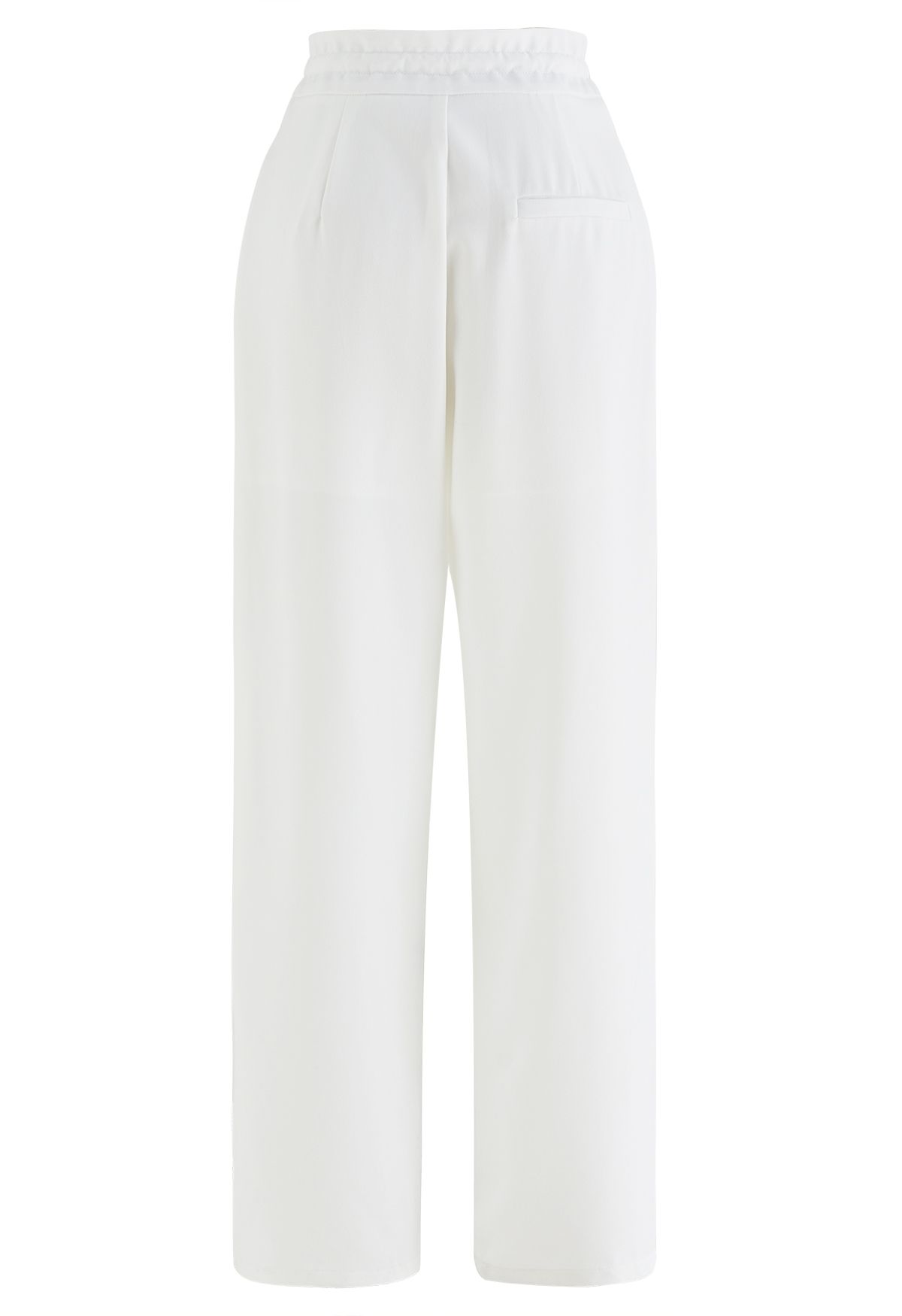 Pantalones de pernera ancha con cordón en la cintura con detalle plisado en blanco