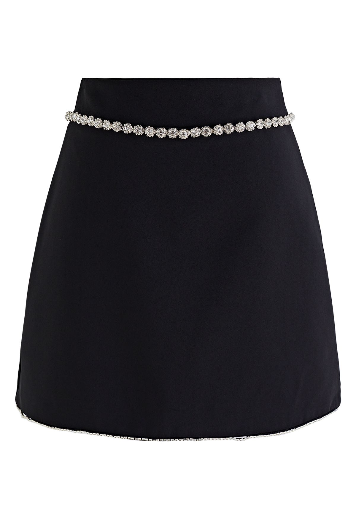 Minifalda de brotes en color sólido Dazzling Diamond en negro