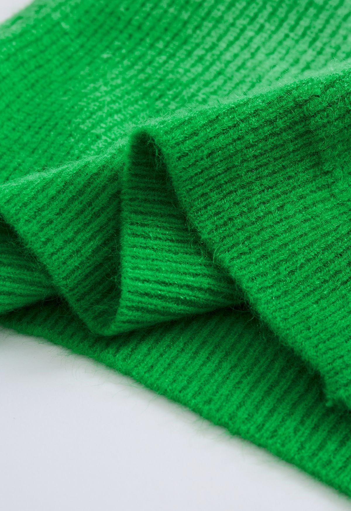 Suéter de punto acanalado con cuello redondo Ombre en verde