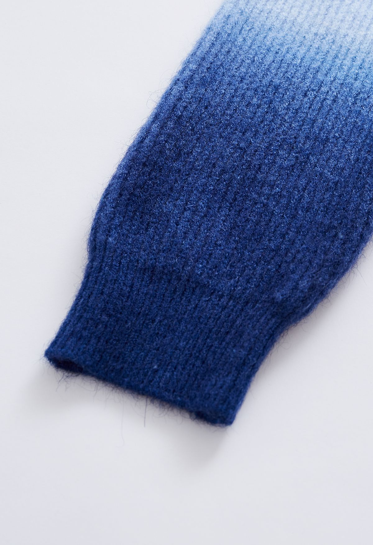 Suéter de punto acanalado con cuello redondo Ombre en azul