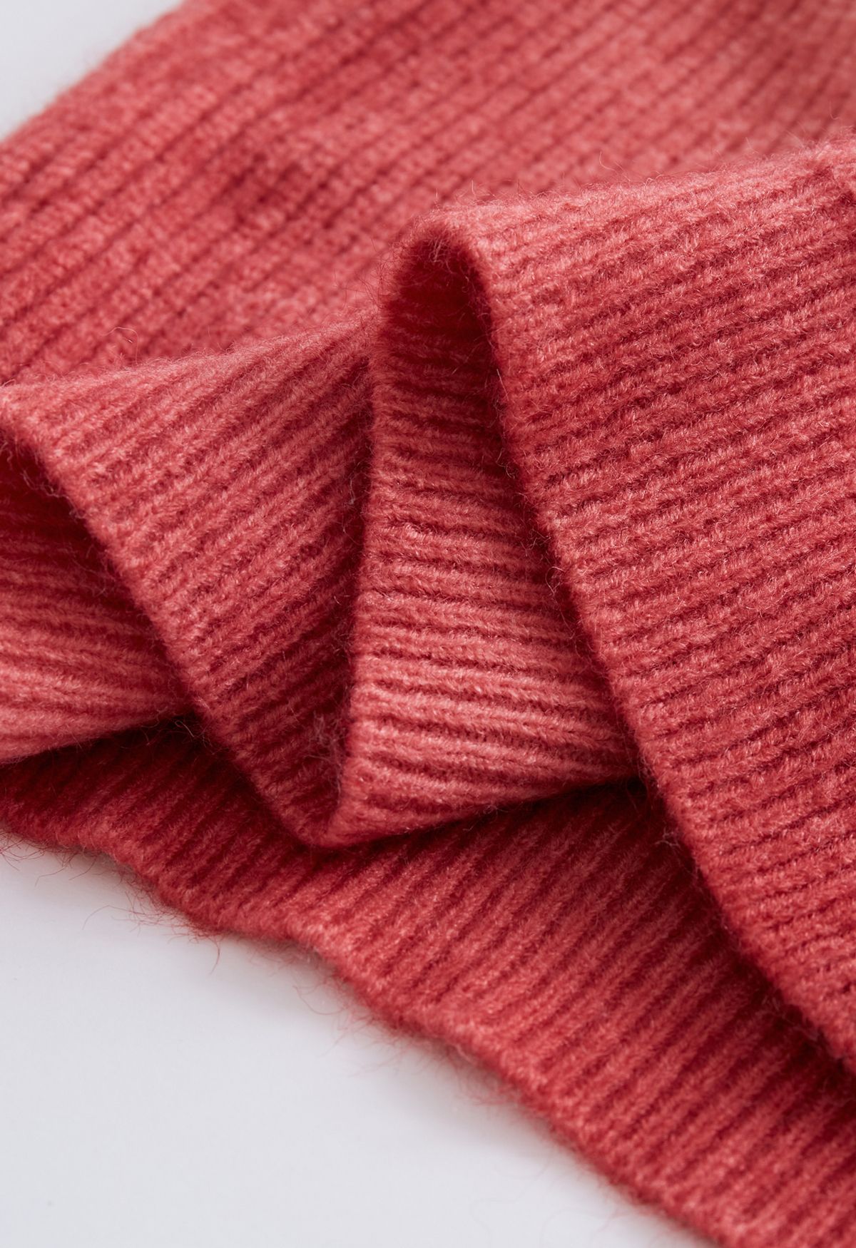 Suéter de punto acanalado con cuello redondo Ombre en rosa