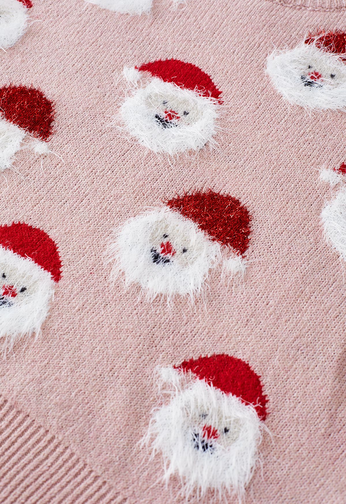 Top de punto Fuzzy Santa Claus en rosa