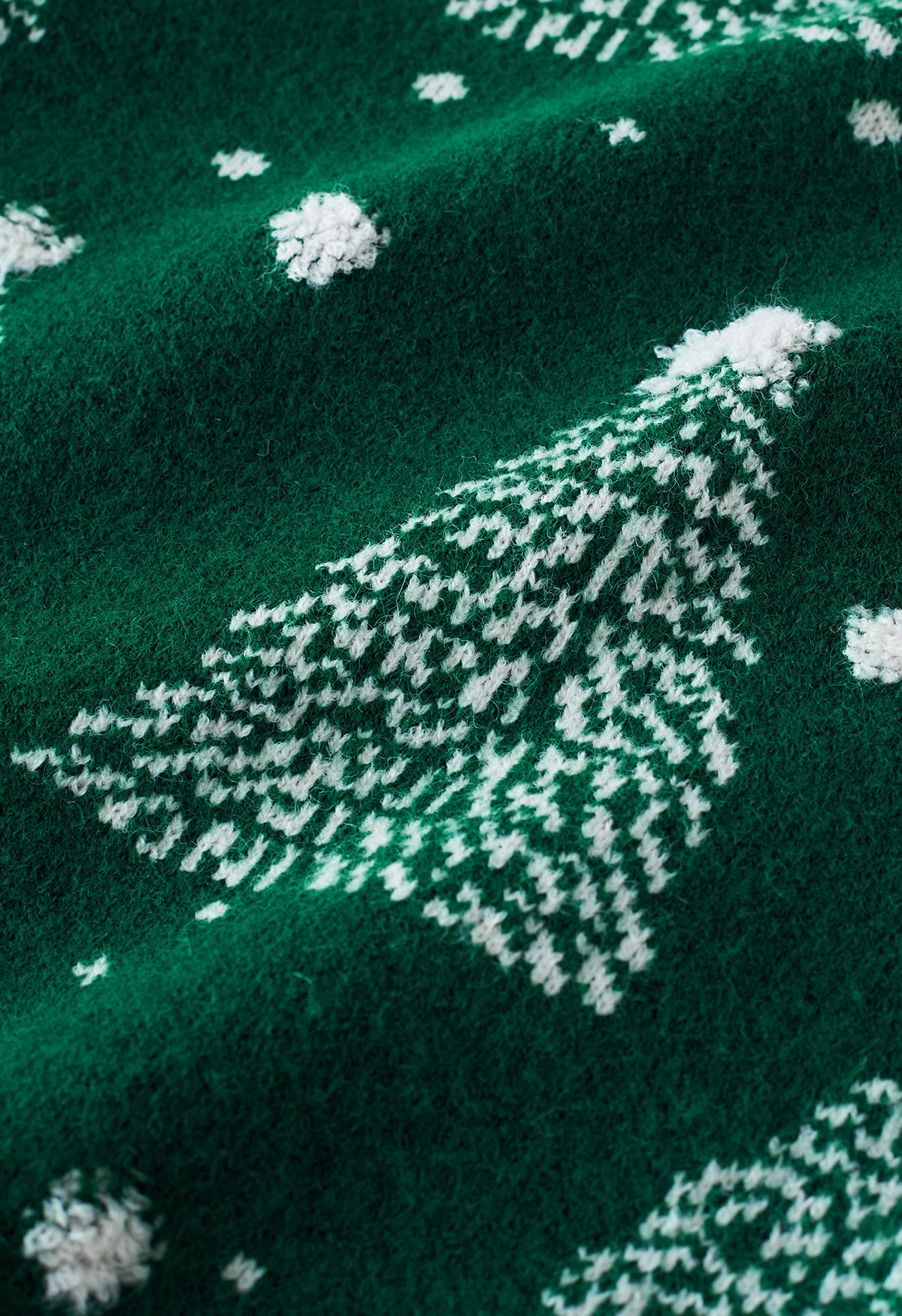 Jersey de punto jacquard con estampado de árboles de Navidad en verde
