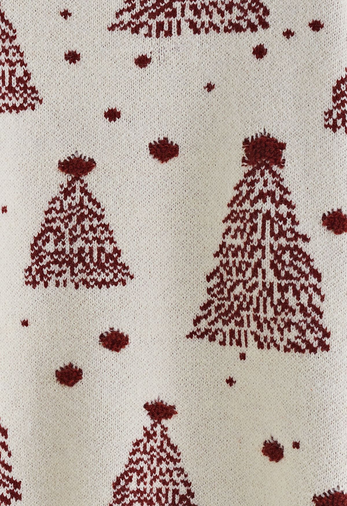 Jersey de punto jacquard con estampado de árboles de Navidad en color crema