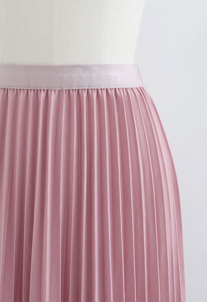Falda midi plisada Sencillez en rosa