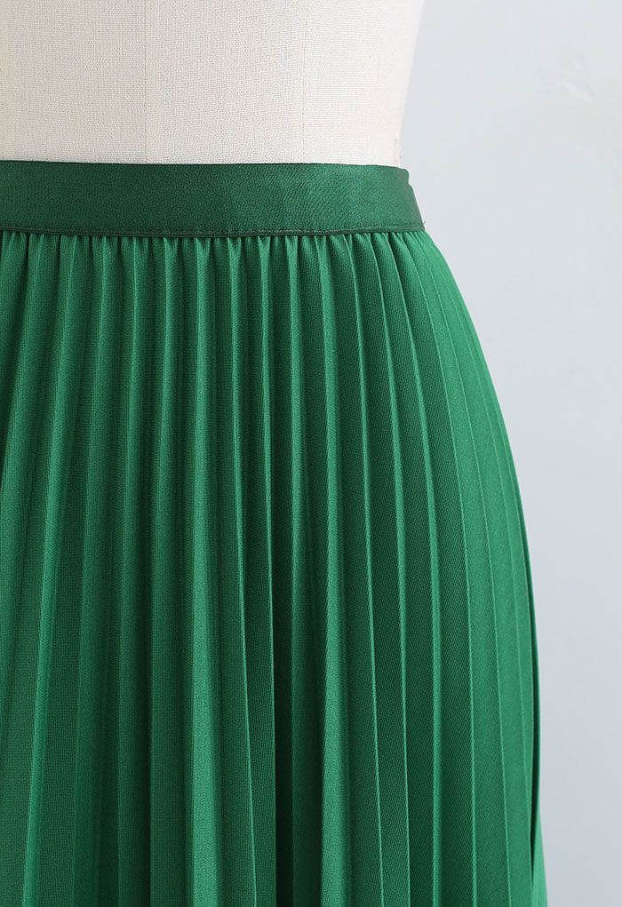 Falda midi plisada Sencillez en verde