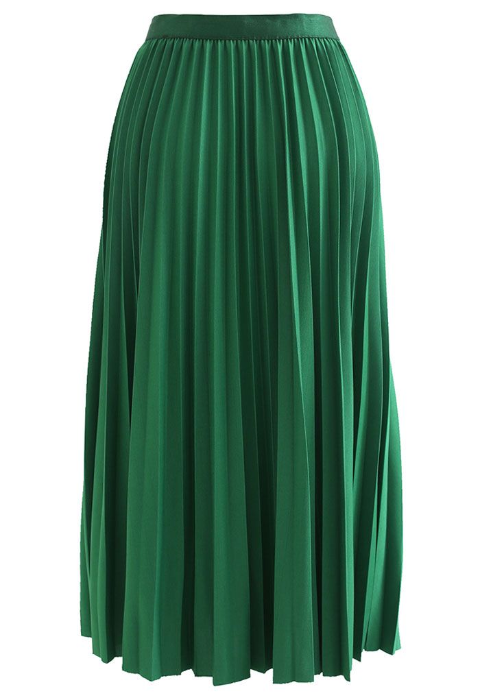 Falda midi plisada Sencillez en verde