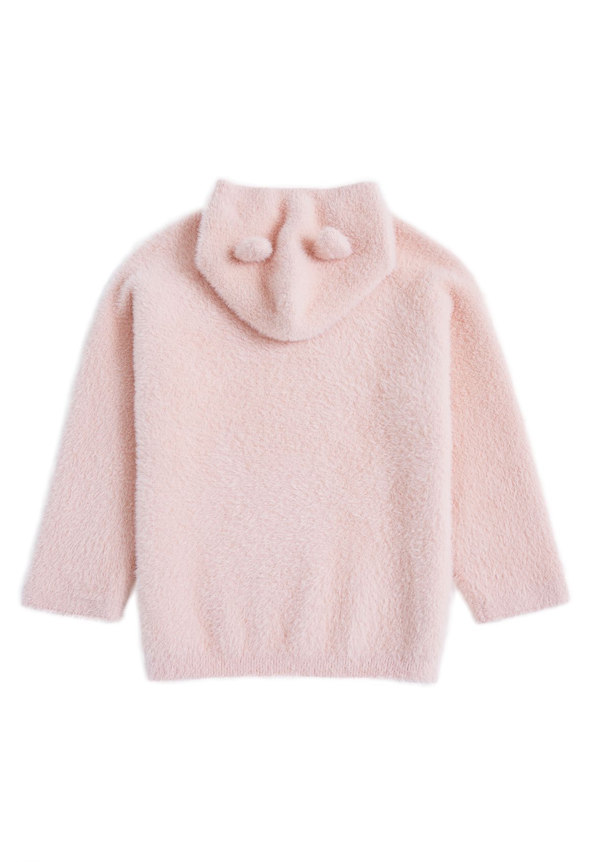 Suéter con capucha de punto fuzzy Kitty Cat en rosa para niños