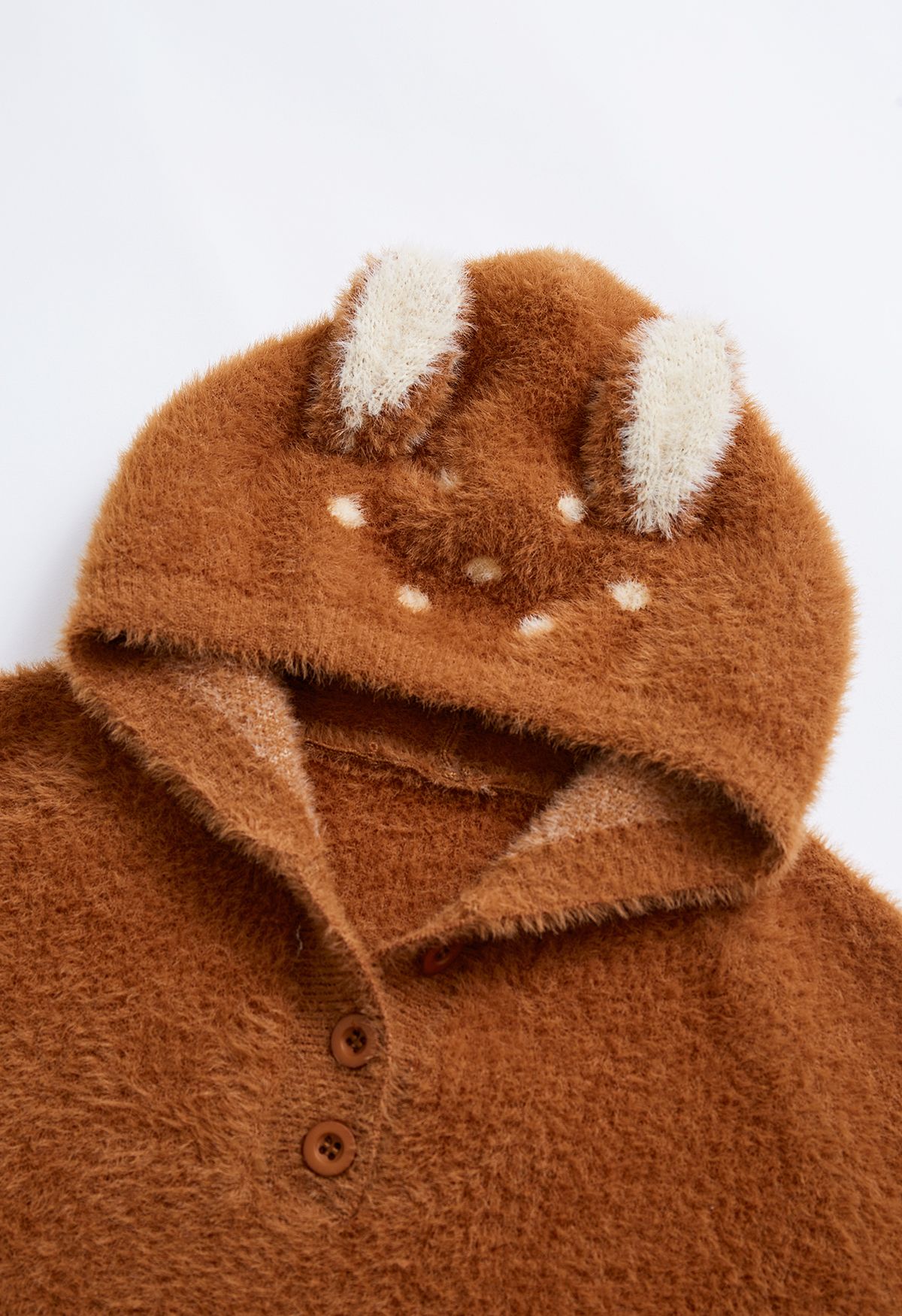 Suéter con capucha Sika Deer Fuzzy Knit en caramelo para niños