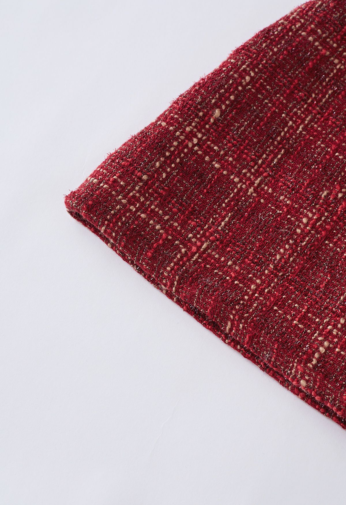 Minifalda de tweed a cuadros con hilo metalizado en rojo