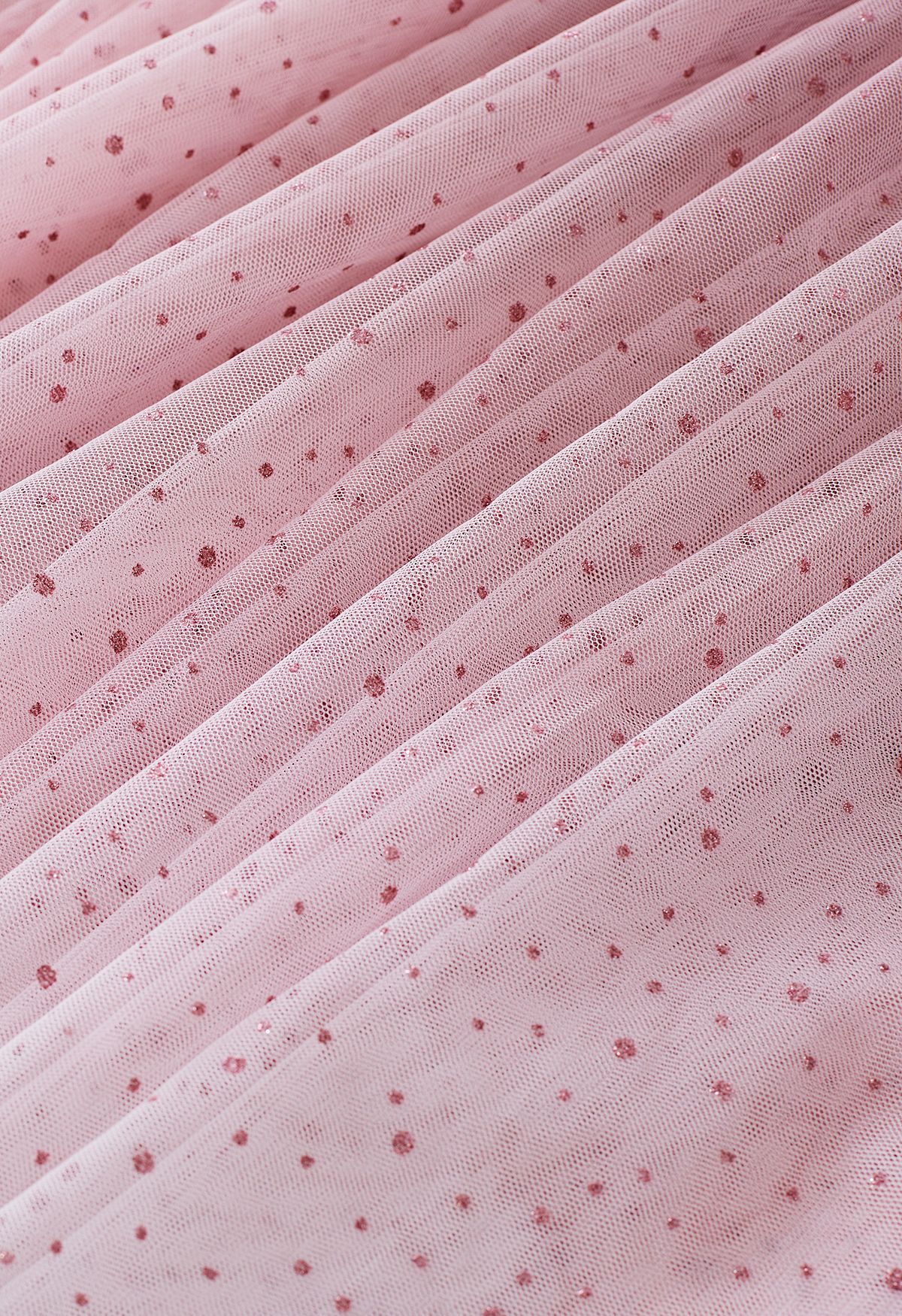Falda midi de tul degradado con destellos festivos en rosa
