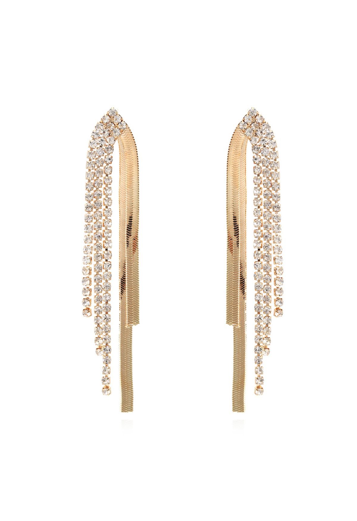 Aretes colgantes de lujo con detalles de diamantes en oro