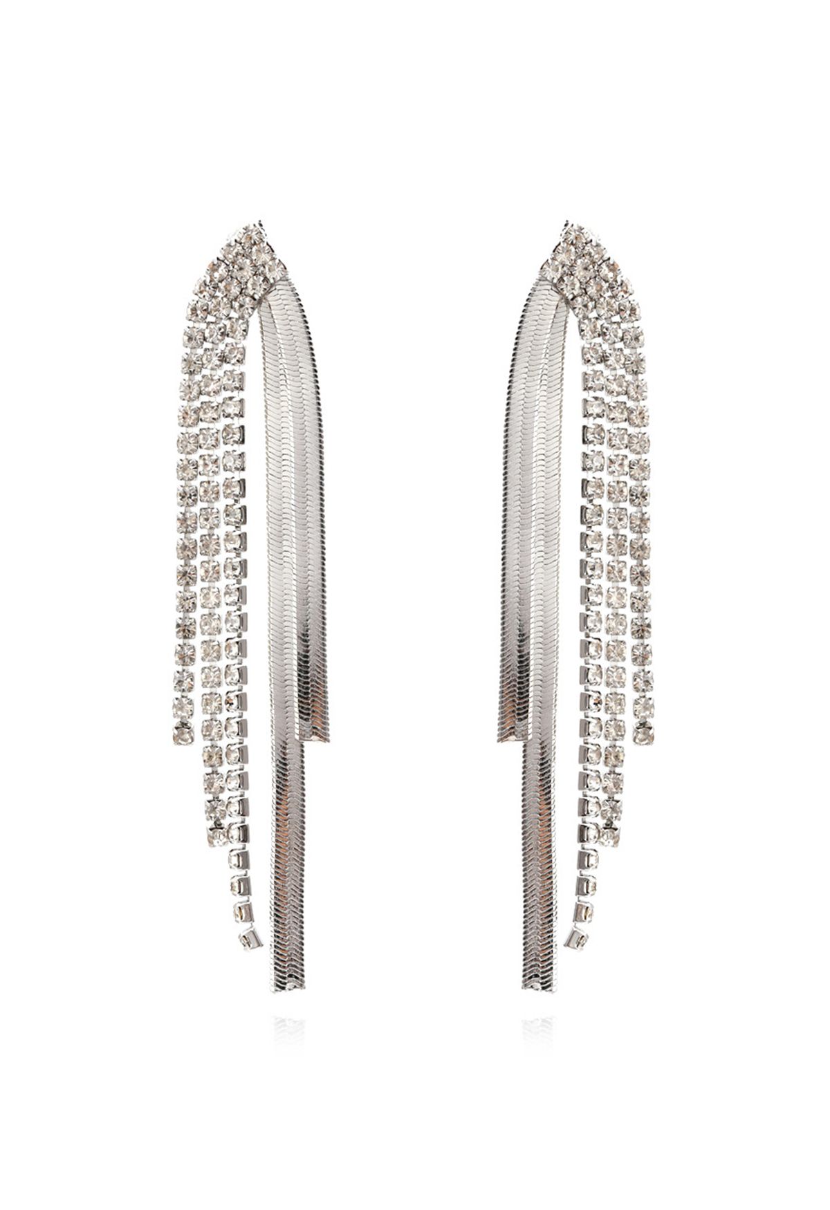Aretes colgantes de lujo con detalles de diamantes en plata