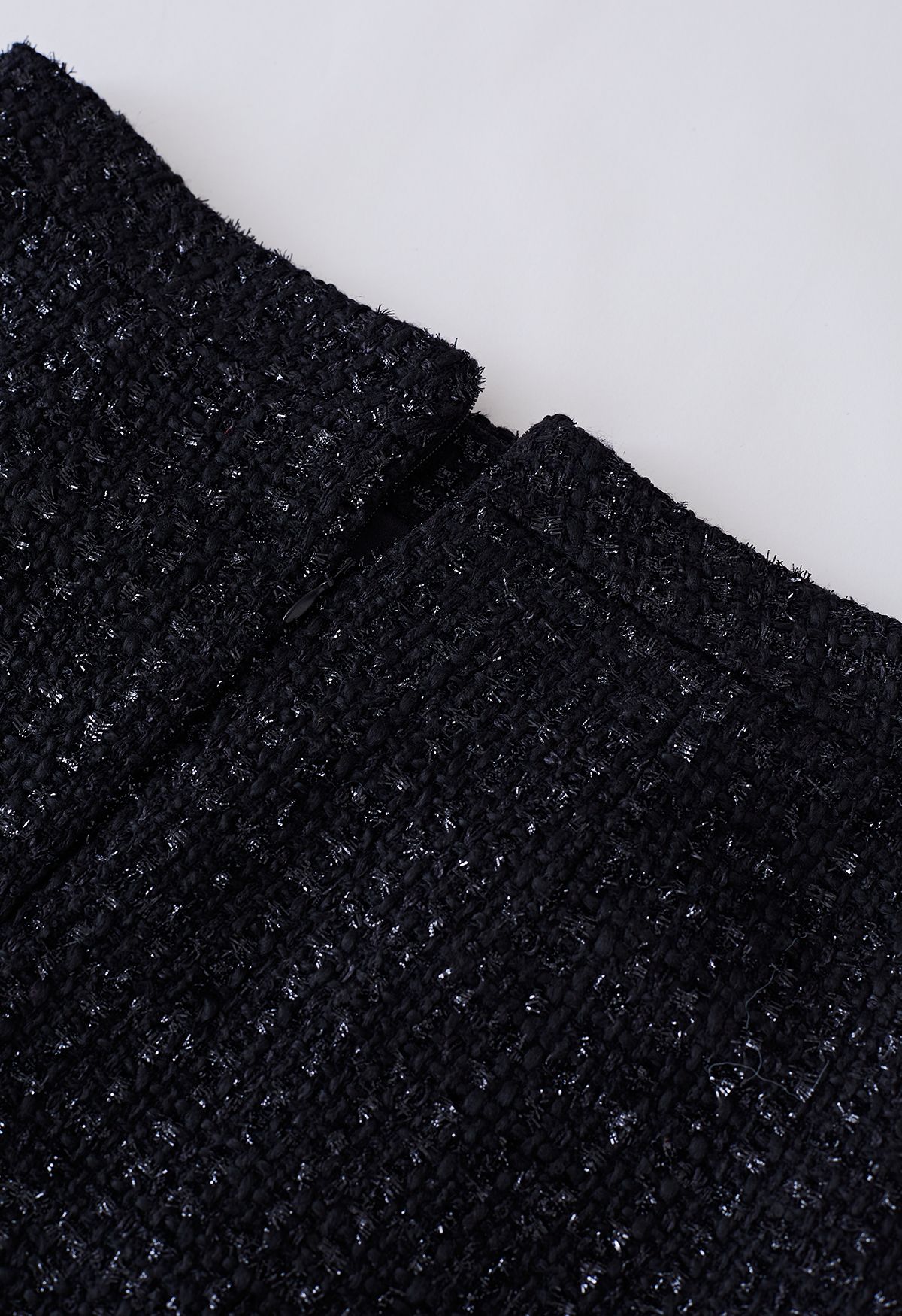 Falda pantalón de tweed plisada Glimmer Flare en negro