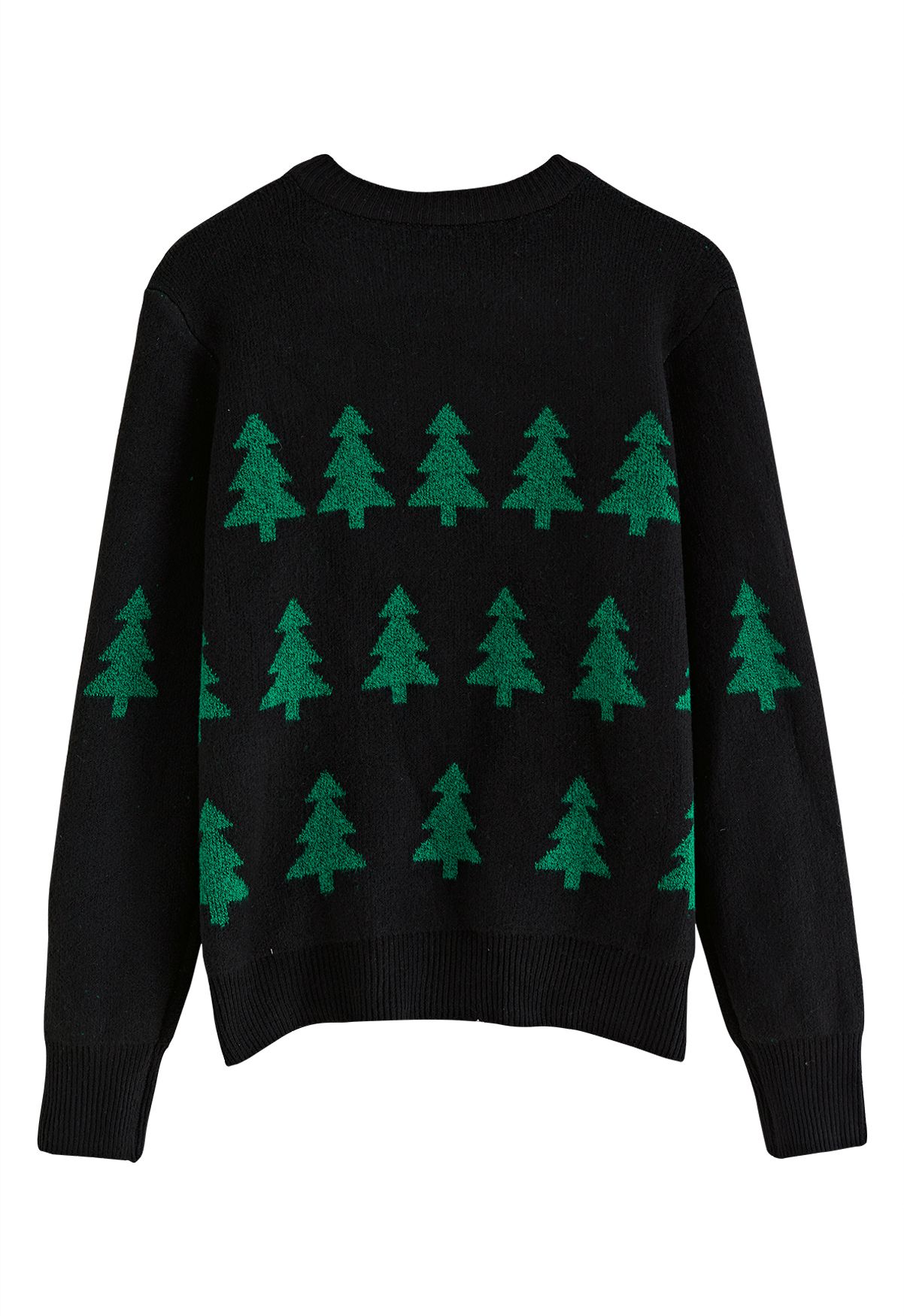Suéter de punto de árbol de Navidad con lentejuelas en negro