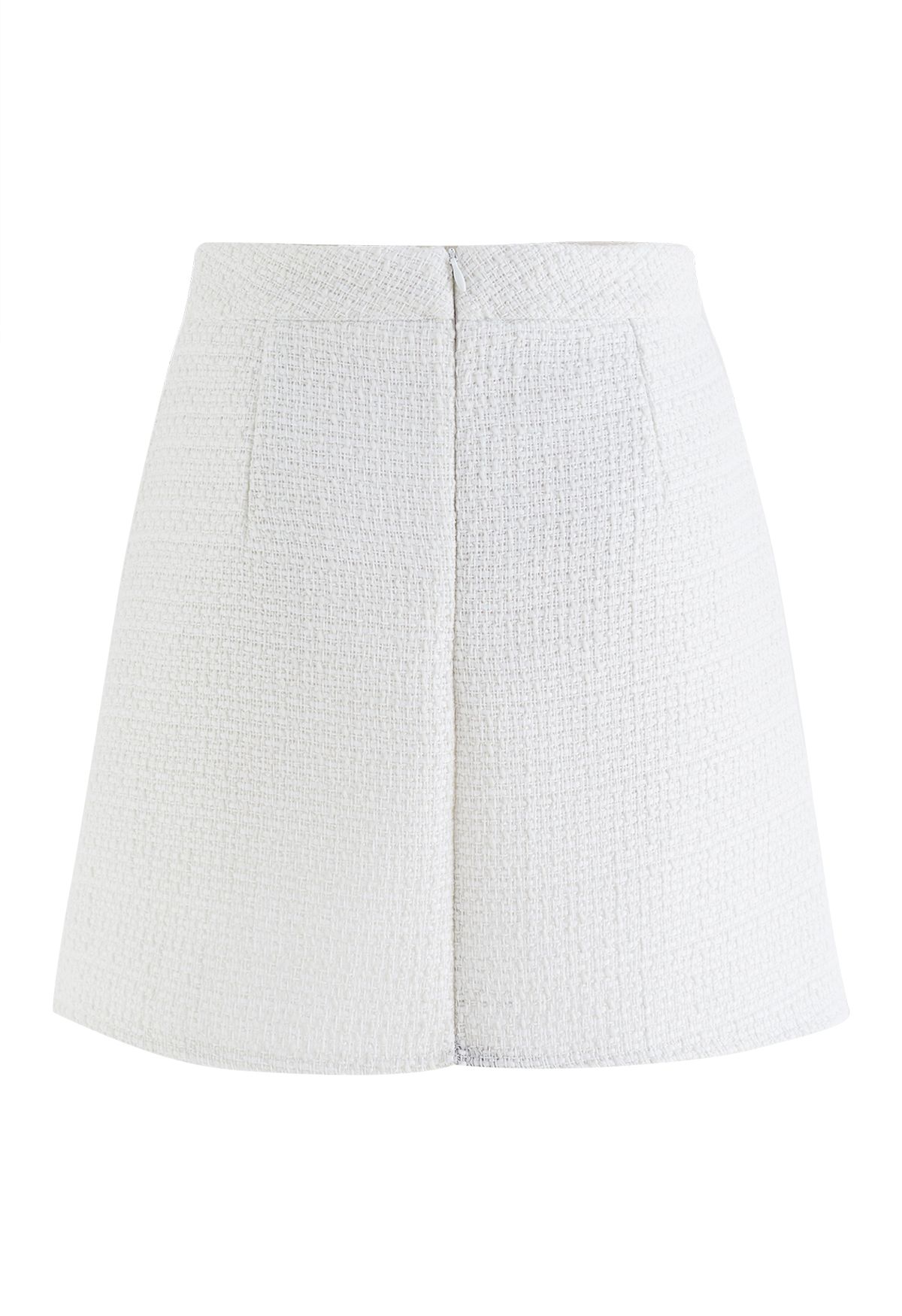 Minifalda pantalón de tweed Glaring Snowflake en blanco