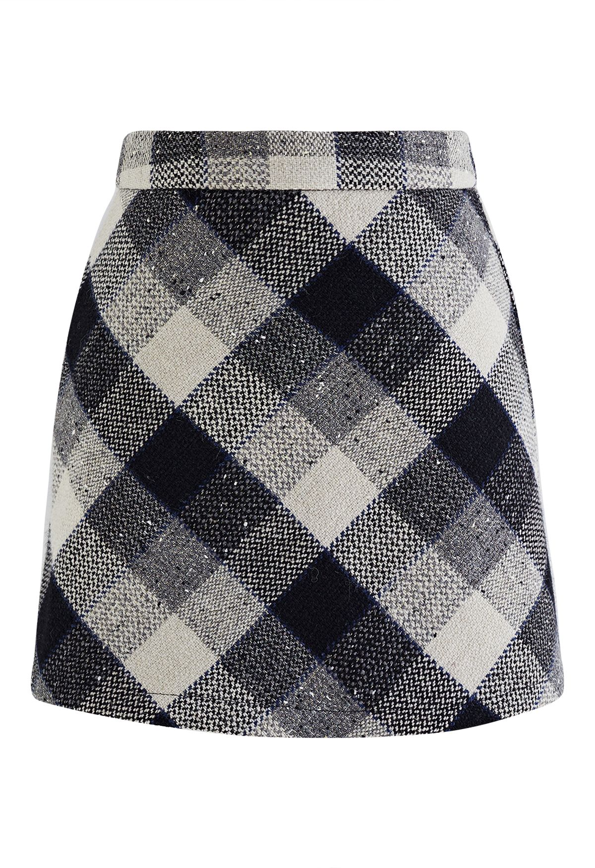 Minifalda de tweed a cuadros retro en gris