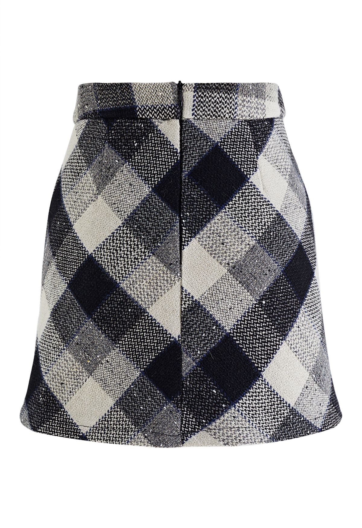 Minifalda de tweed a cuadros retro en gris