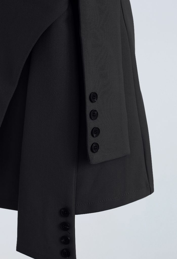 Minifalda con solapa en la cintura y lazo en negro