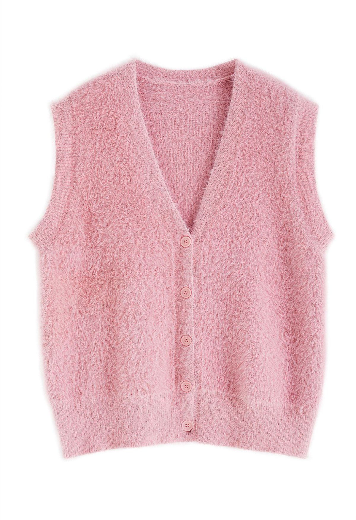 Chaleco Fuzzy Soft Touch Button Down en rosa