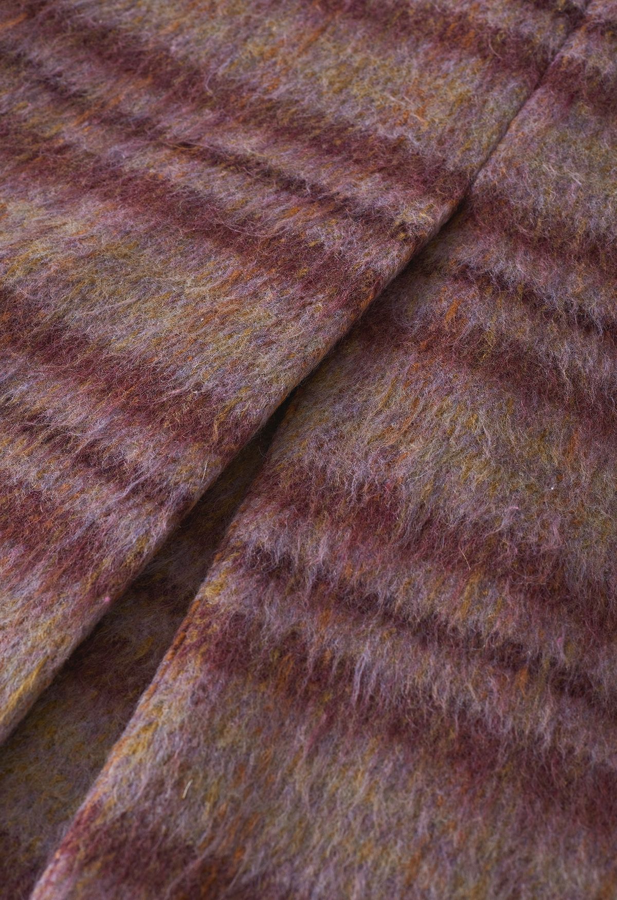 Abrigo largo de mezcla de lana con solapa de pico a cuadros en baya