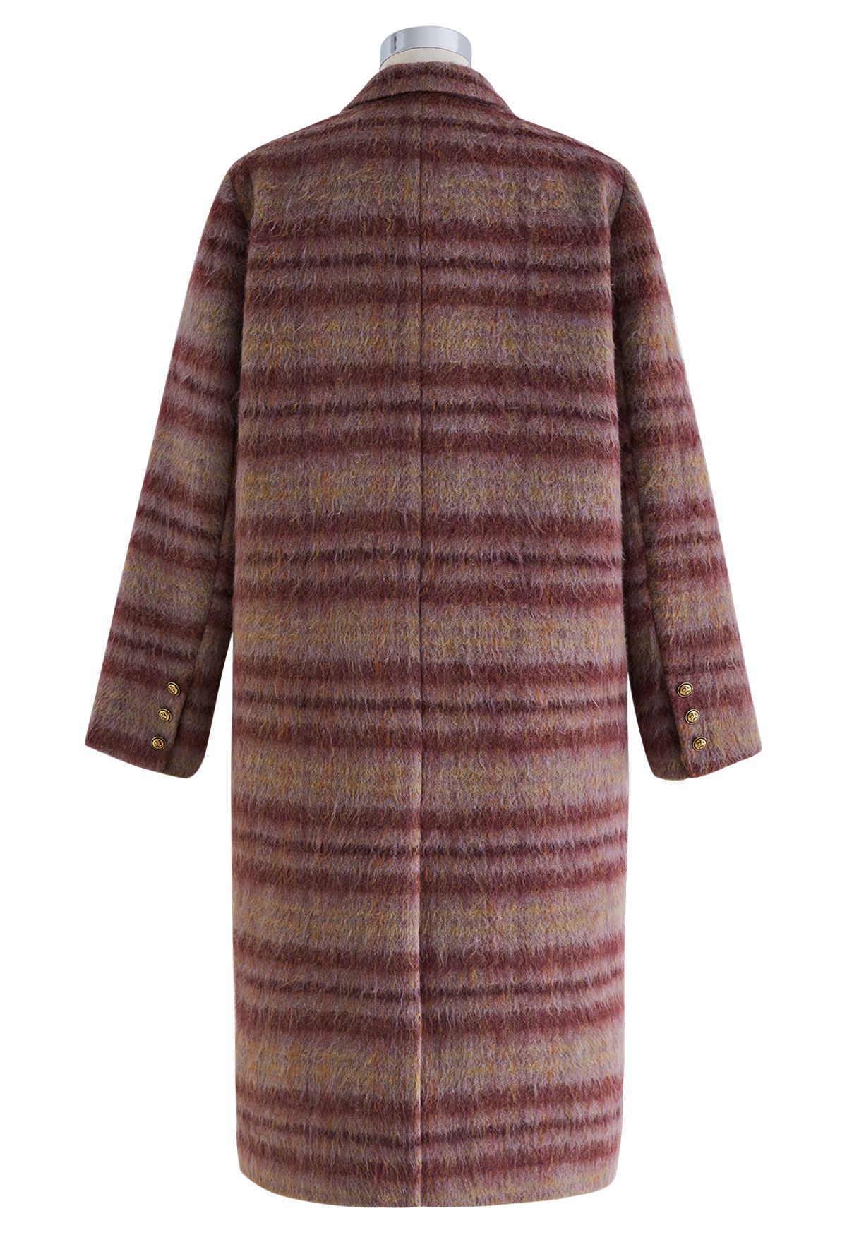 Abrigo largo de mezcla de lana con solapa de pico a cuadros en baya