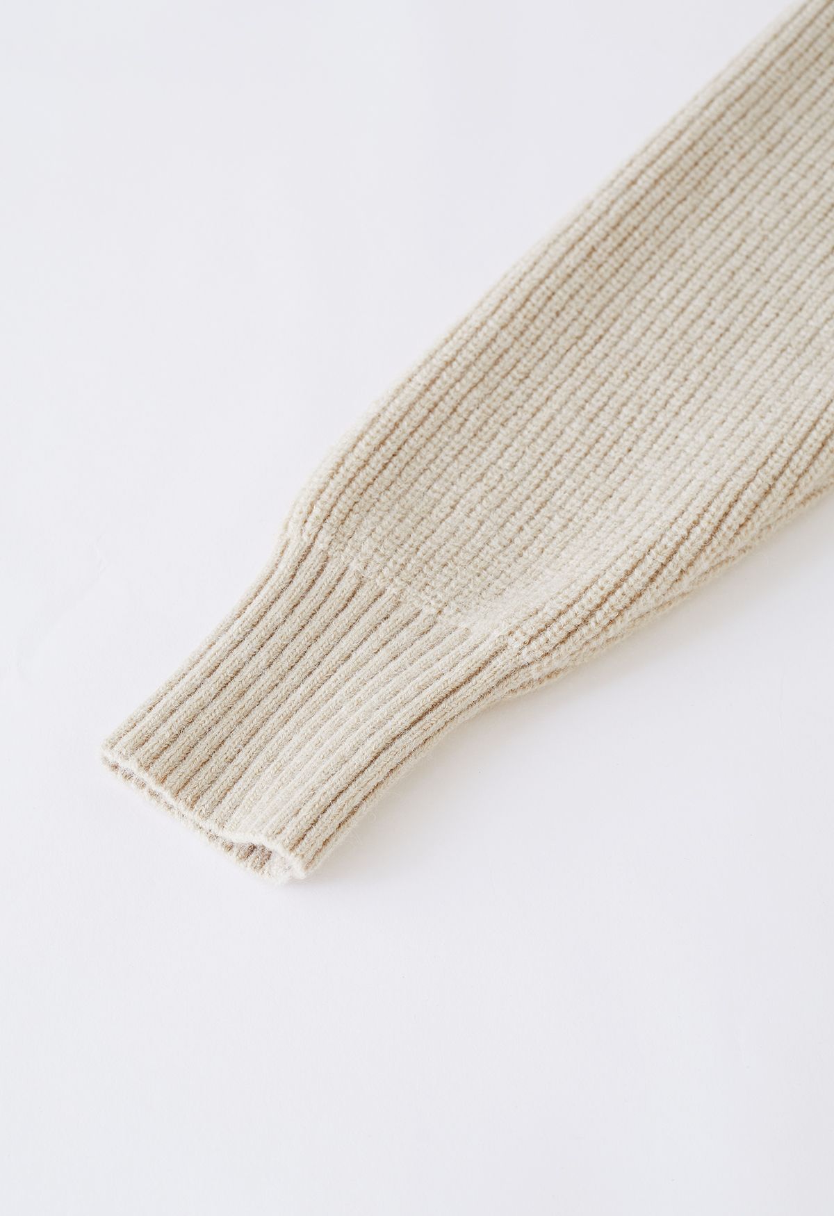 Suéter de punto acanalado con bufanda desmontable en Oatmeal