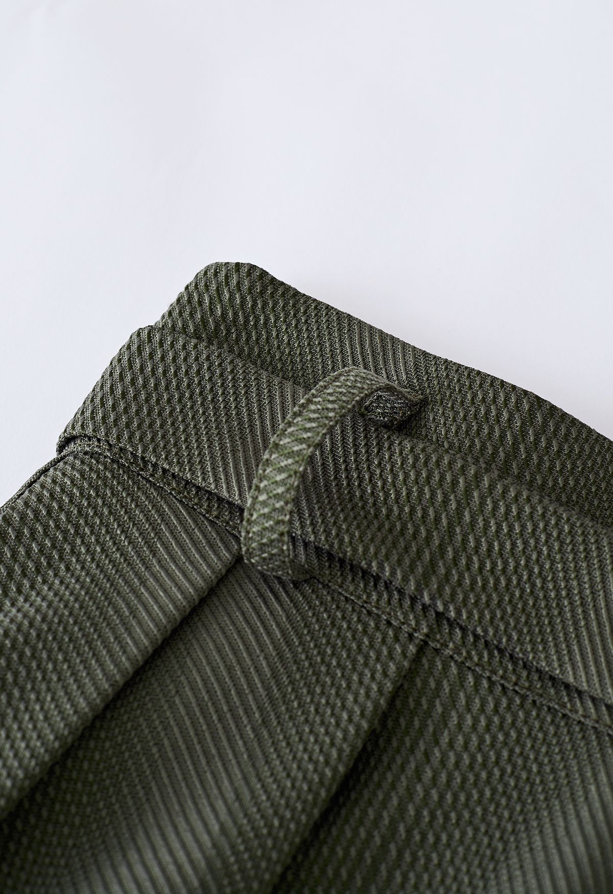 Falda midi acampanada con textura con cinturón en verde oliva