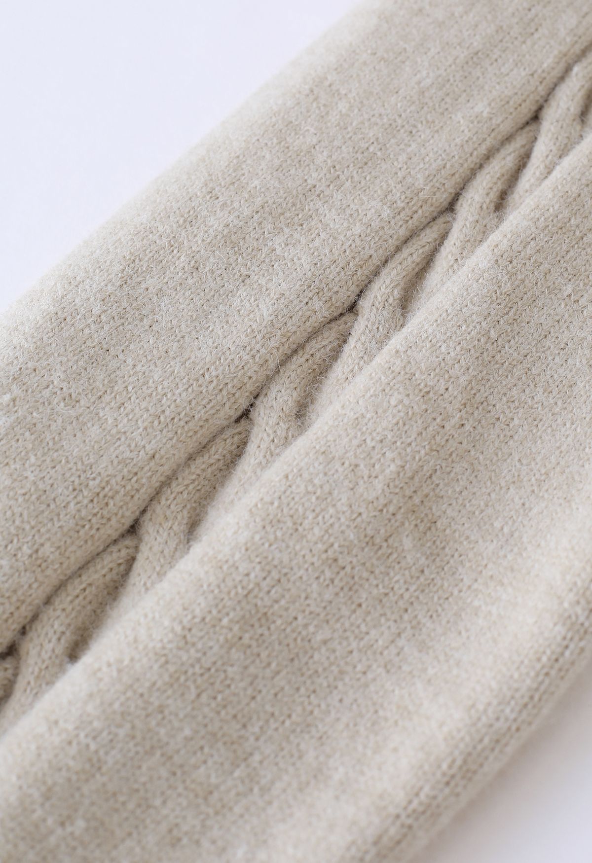 Blazer corto de mezcla de lana con mangas tejidas en Oatmeal