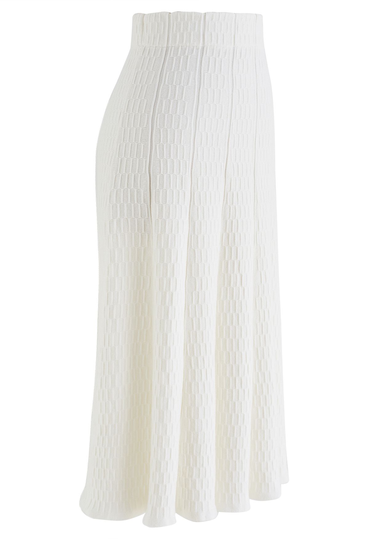 Falda con volantes de punto suave con textura en relieve en blanco