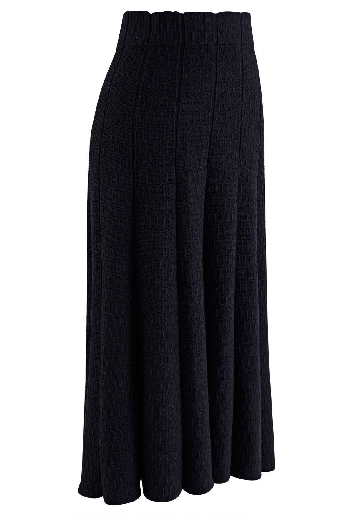 Falda con volantes de punto suave con textura en relieve en negro