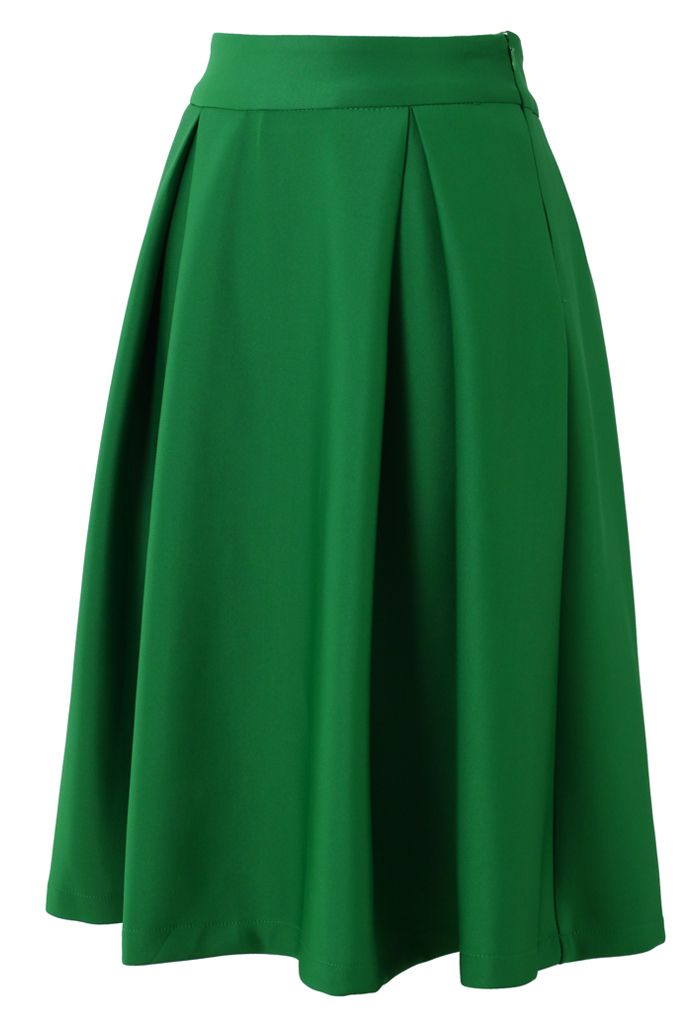 Falda midi de una línea completa en verde
