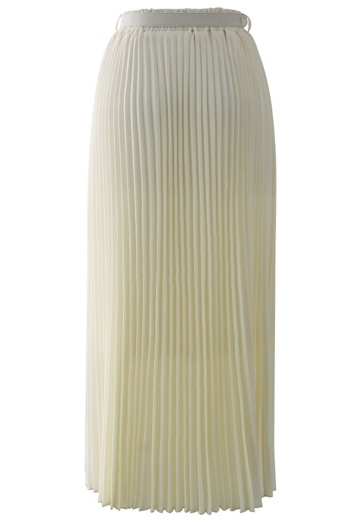 Maxi Falda de Chifón Plisada en Color Crema