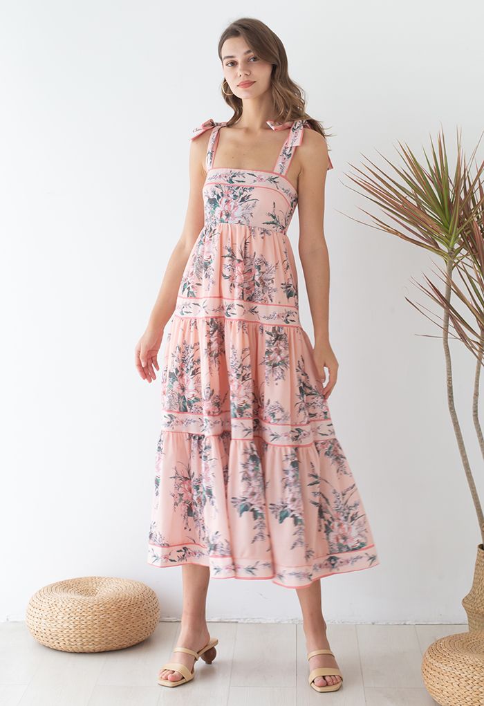 Vestido largo con tirantes estampados Blush Bouquet