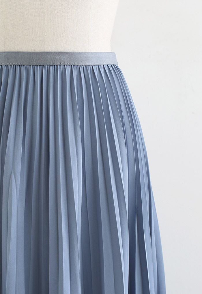 Falda midi plisada Sencillez en azul
