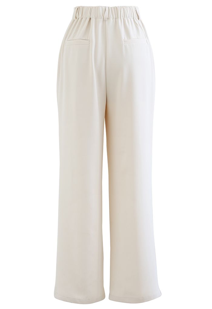 Pantalones Casuales Breezy Color Sólido en Marfil