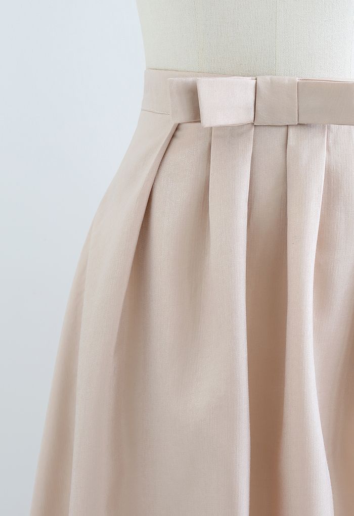 Falda midi plisada con lazo delgado Glimmer en rosa rubor