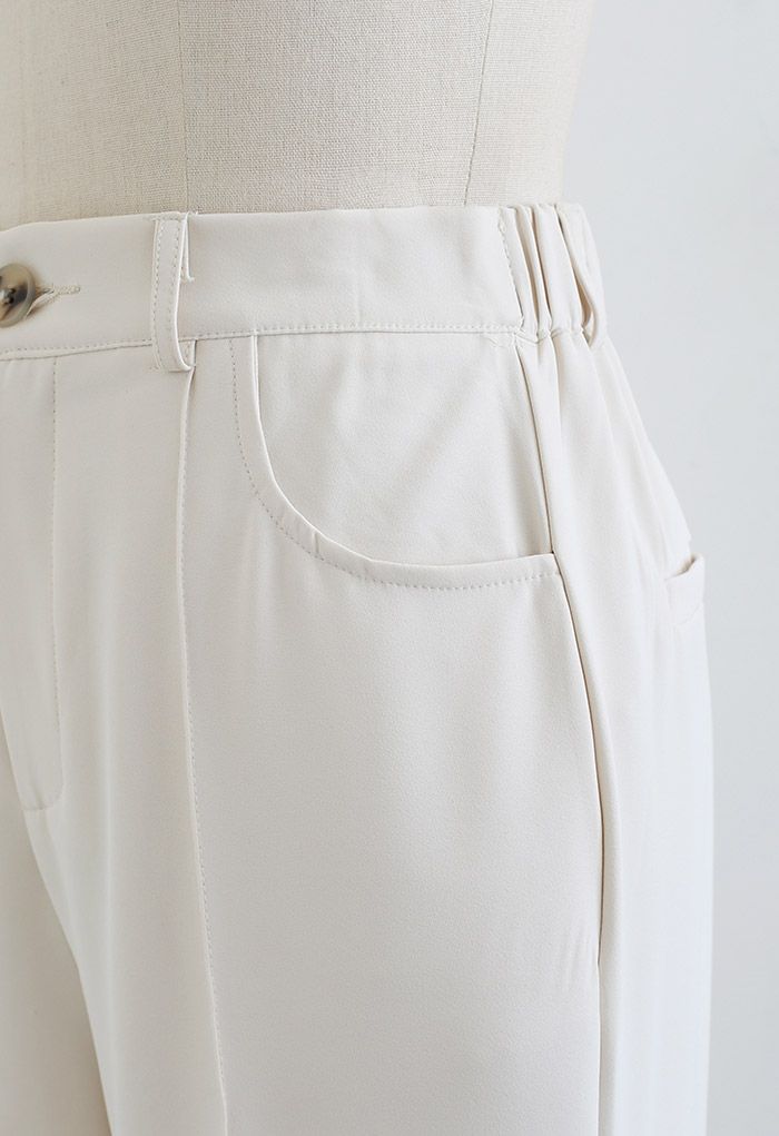 Pantalones Casuales Breezy Color Sólido en Marfil