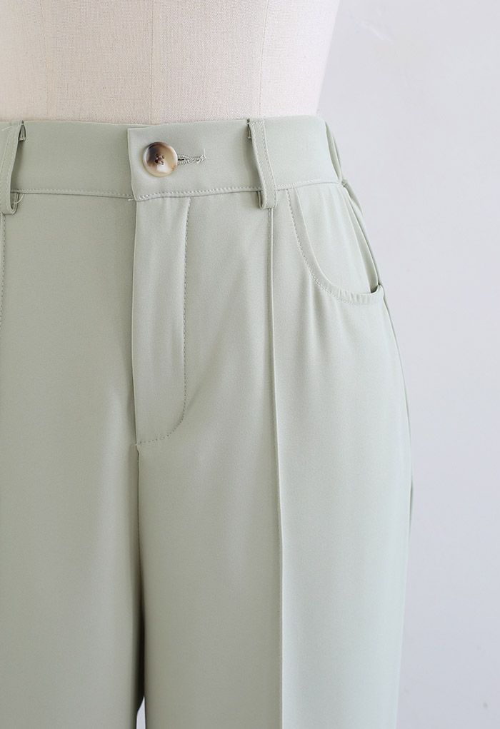 Breezy Pantalones Casuales de Color Sólido en Pistacho