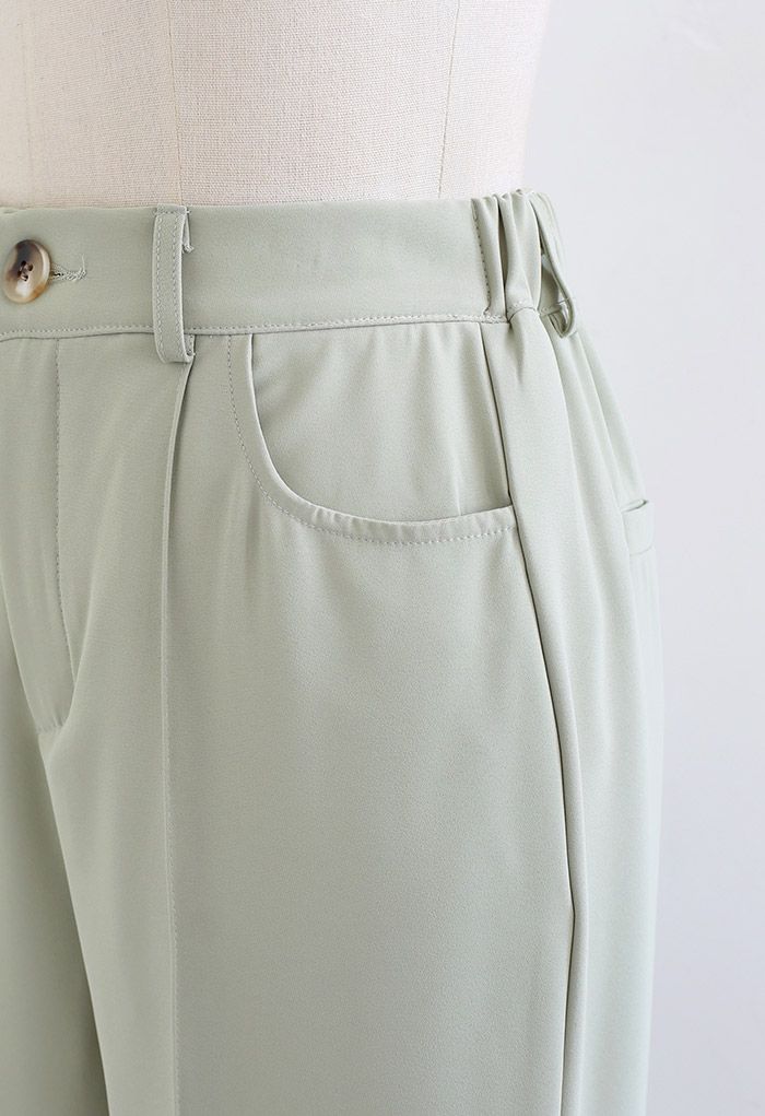 Breezy Pantalones Casuales de Color Sólido en Pistacho